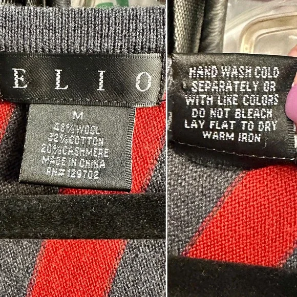 Elio Wool and Cashmere Striped Sweater Dress Size Medium - Picture 9 of 9